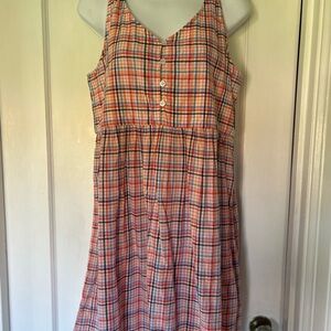 LOFT Multicolored Plaid, Button Front Sun Dress, Size 2, NWOT